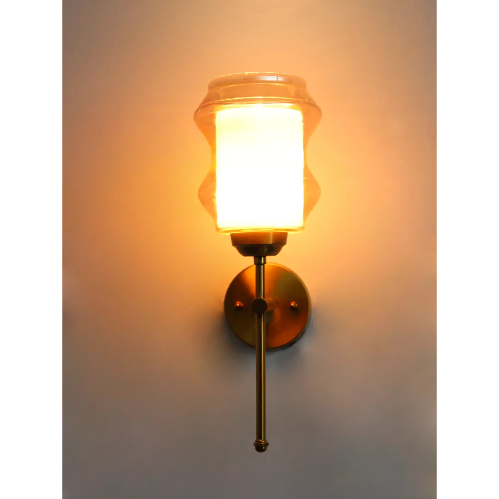 Damru Glass Amber Wall Sconce Brass Lighting | SKE-140010_2_ADG