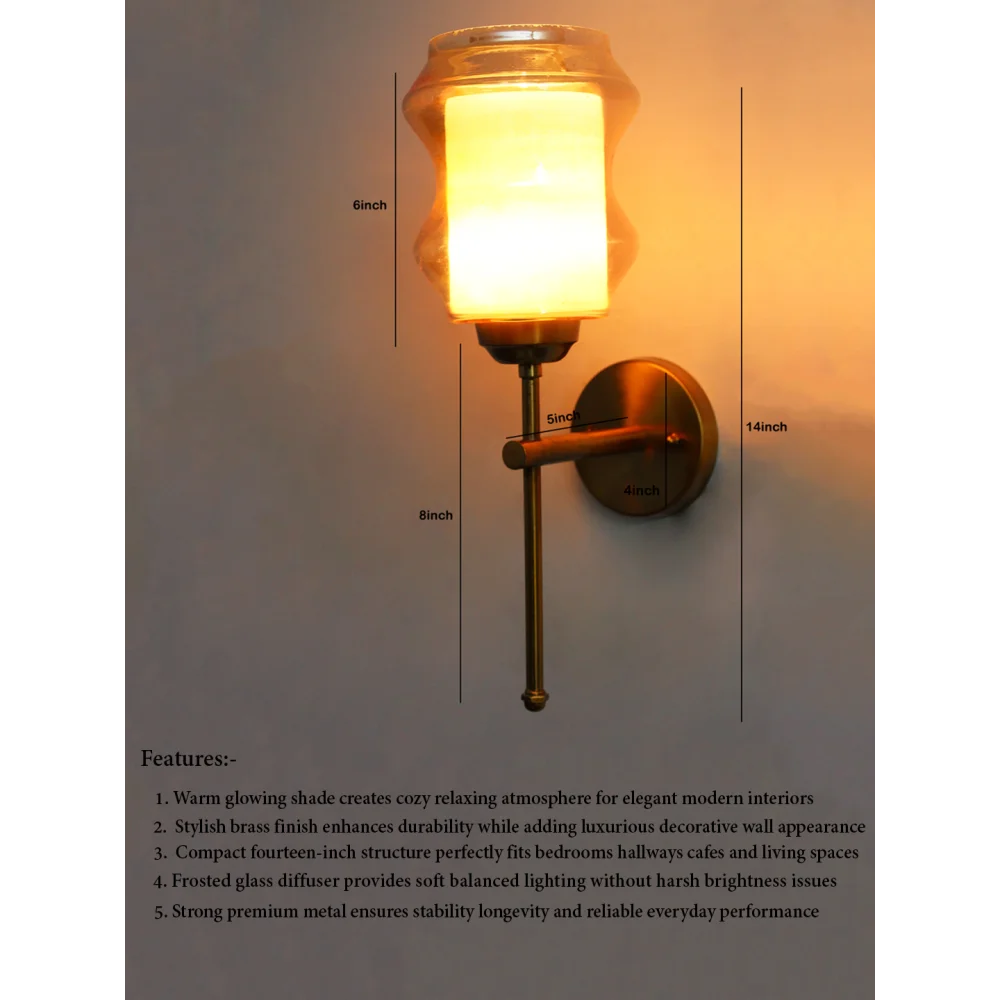 Damru Glass Amber Wall Sconce Brass Lighting | SKE-140010_2_ADG