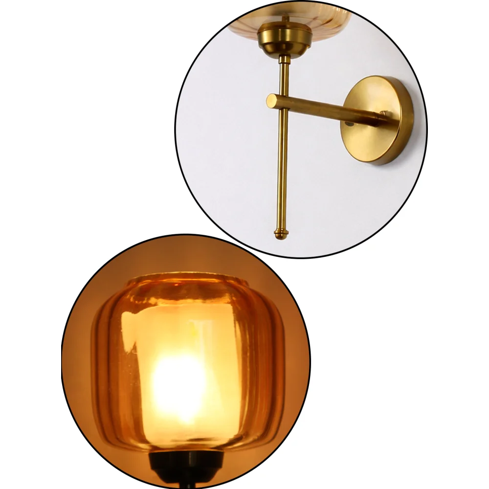 Amber Glass Brass Wall Sconce Modern Light Fixture | SKE-140010_2_AGBWSMLF