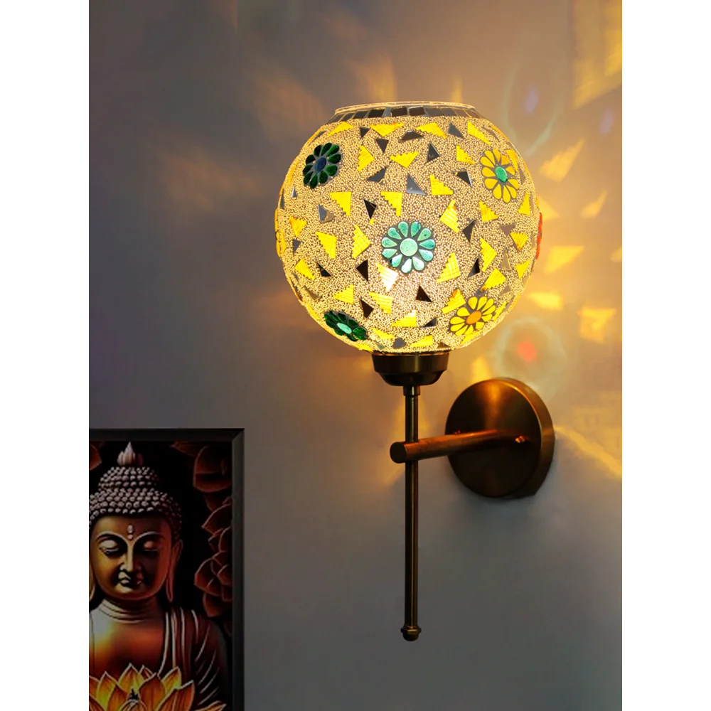 Artistic Mosaic Glass Brass Wall Light Home Décor | SKE-140010_2_AMGBWLHD