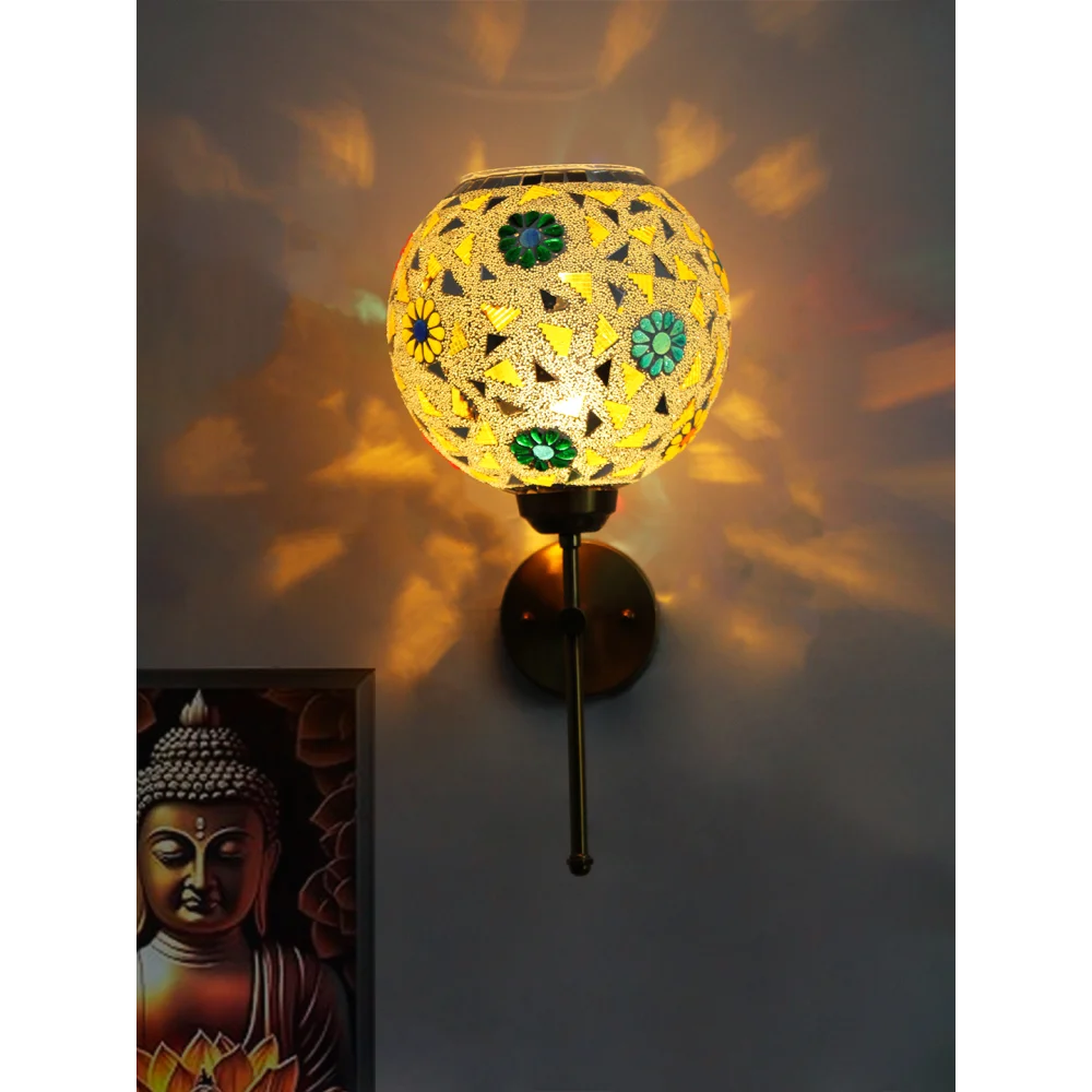 Artistic Mosaic Glass Brass Wall Light Home Décor | SKE-140010_2_AMGBWLHD