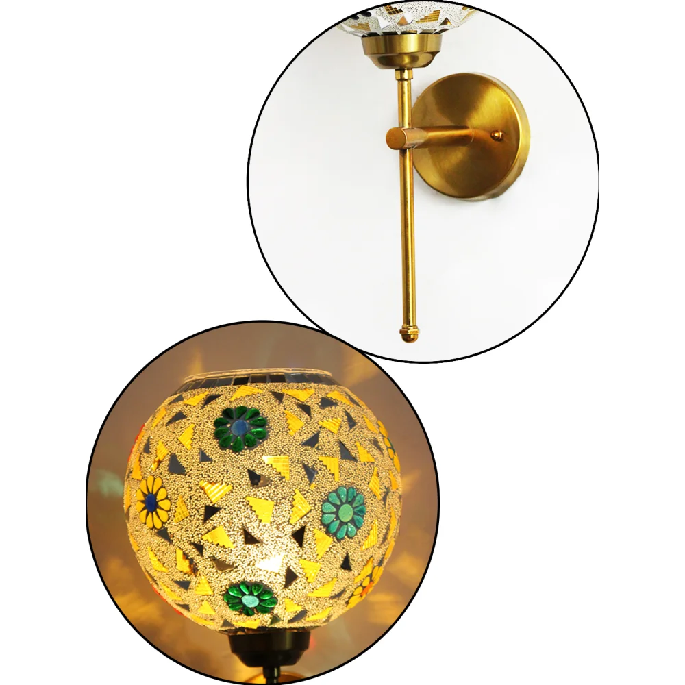 Artistic Mosaic Glass Brass Wall Light Home Décor | SKE-140010_2_AMGBWLHD