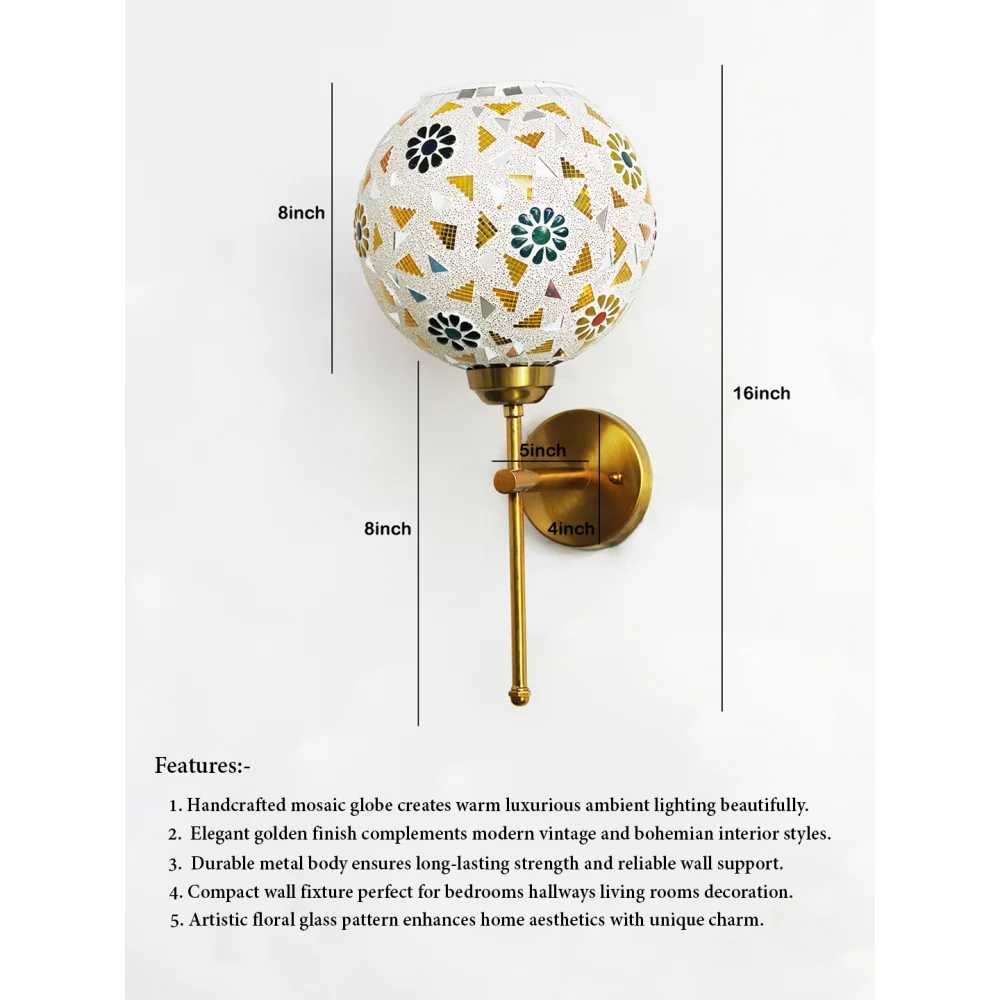 Artistic Mosaic Glass Brass Wall Light Home Décor | SKE-140010_2_AMGBWLHD