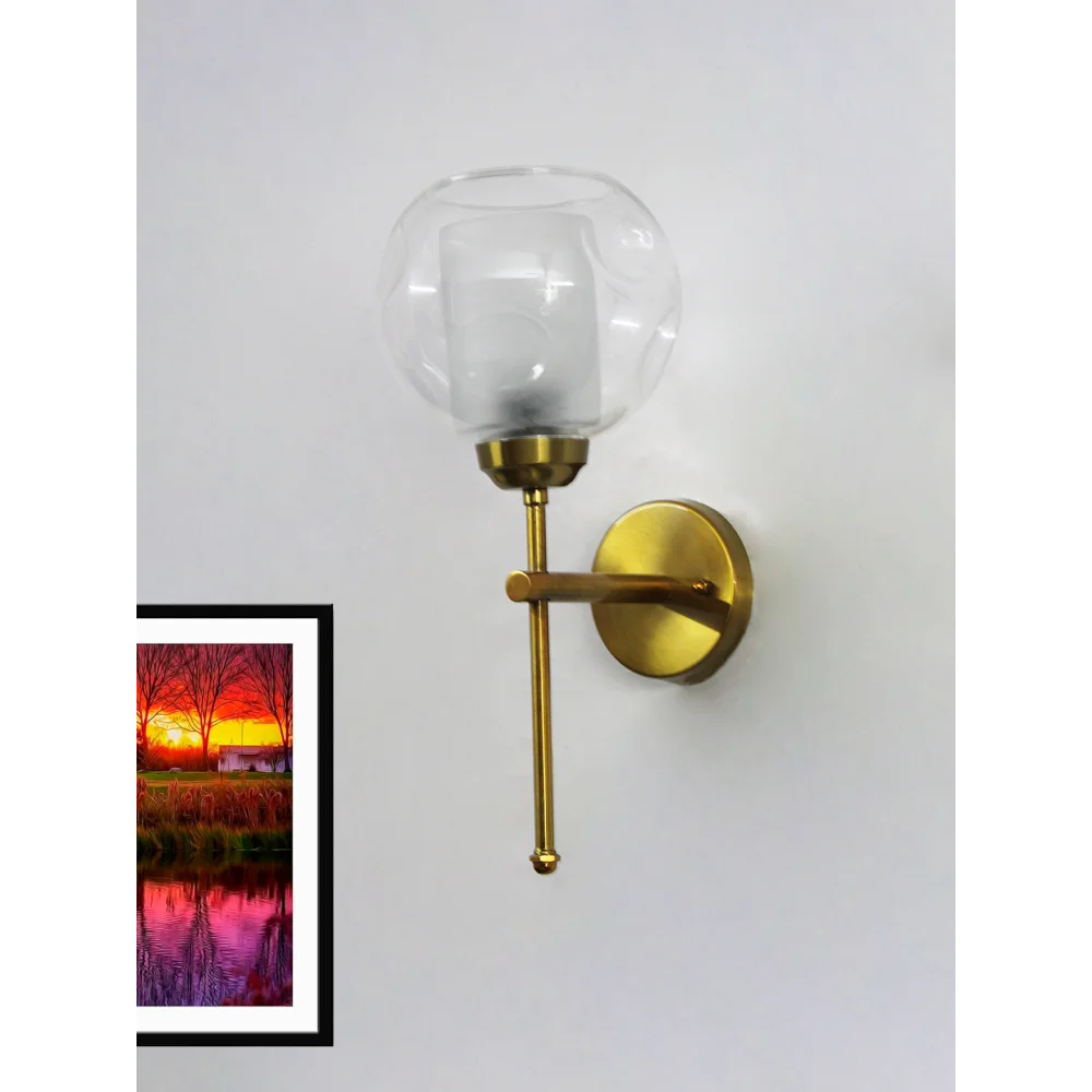 Contemporary Brass Wall Light Clear Glass | SKE-140010_2_CBWLCG