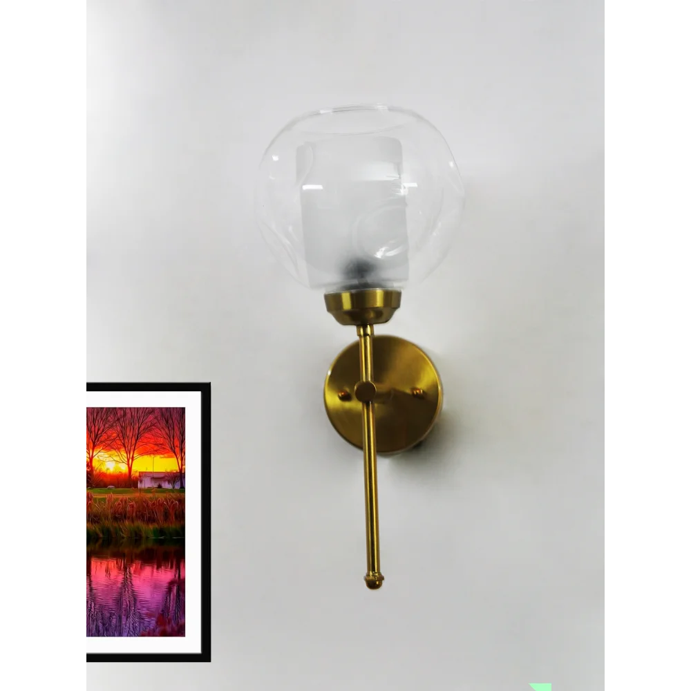 Contemporary Brass Wall Light Clear Glass | SKE-140010_2_CBWLCG