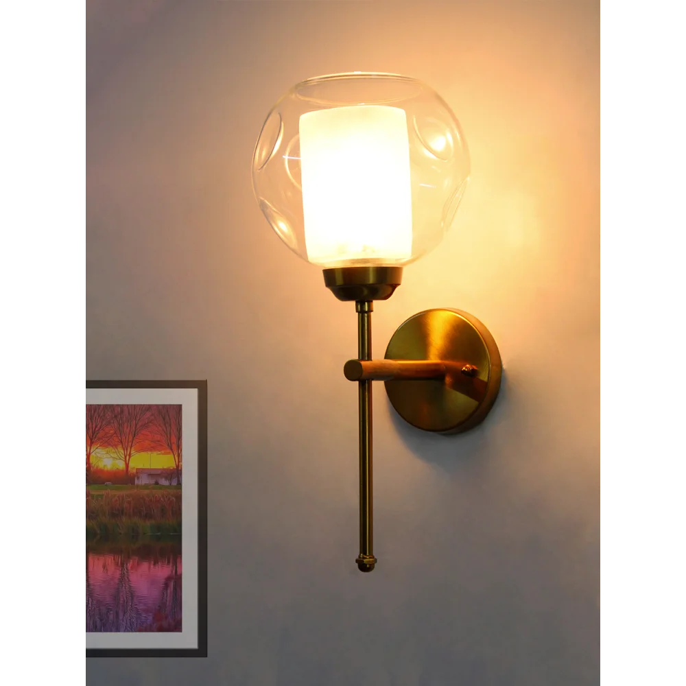Contemporary Brass Wall Light Clear Glass | SKE-140010_2_CBWLCG