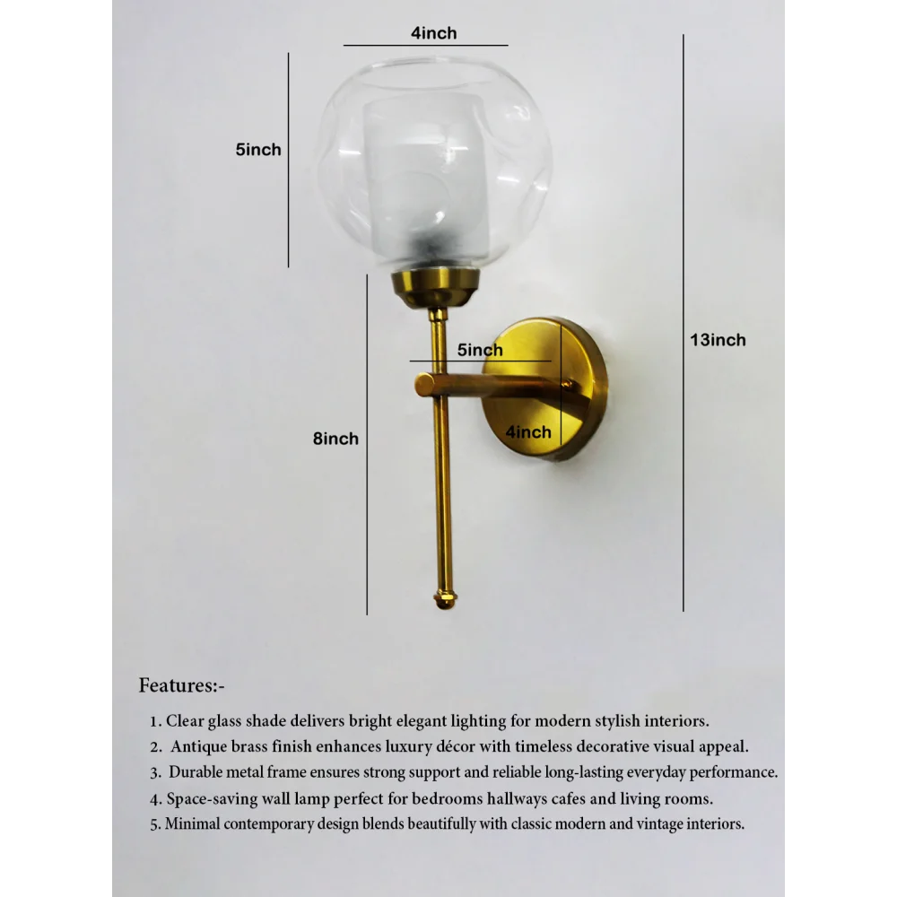 Contemporary Brass Wall Light Clear Glass | SKE-140010_2_CBWLCG