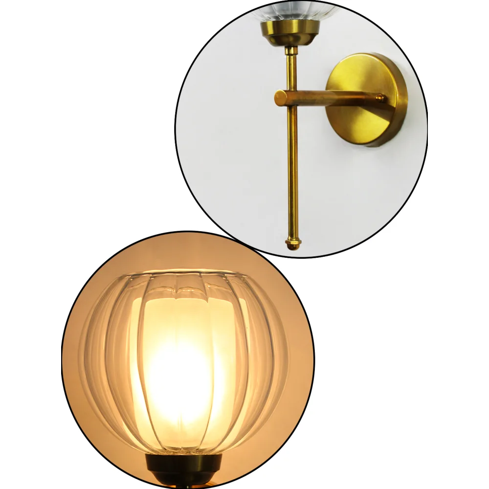 Decorative Brass Wall Sconce Clear Glass Wall Light | SKE-140010_2_DBWSCGWL