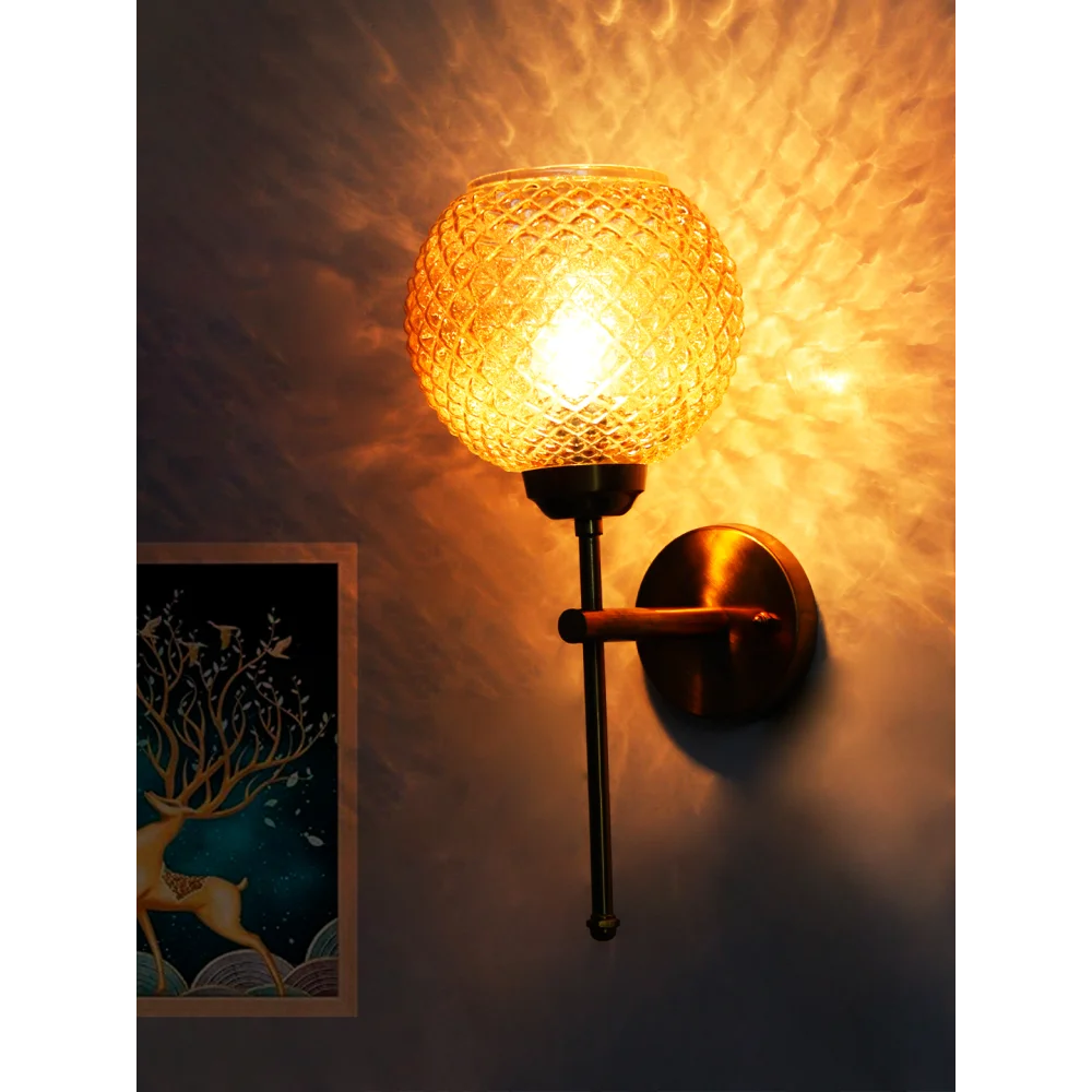 Clear Kharbuja Glass Black Wall Lamp | SKE-140010_CKGBWL