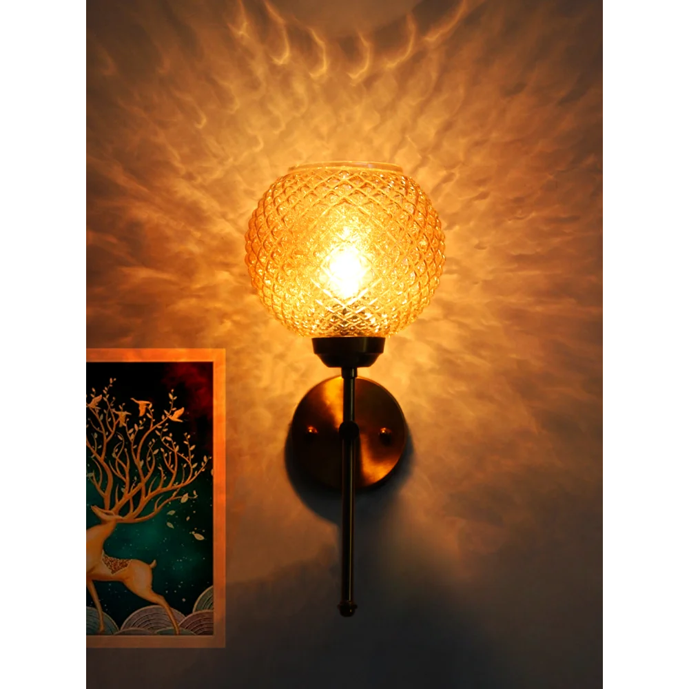 Clear Kharbuja Glass Black Wall Lamp | SKE-140010_CKGBWL