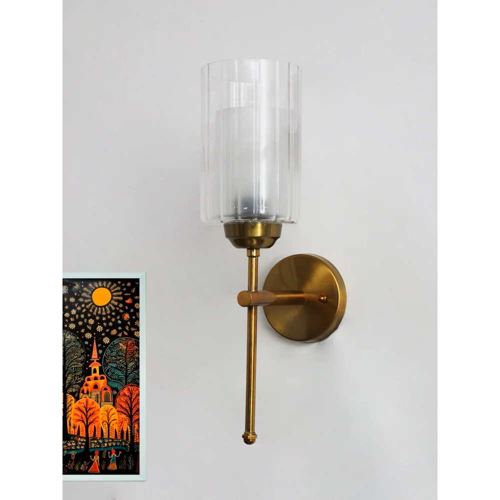 Modern Brass Wall Sconce Glass Shade Light Fixture | SKE-140010_2_MBWSGSLF