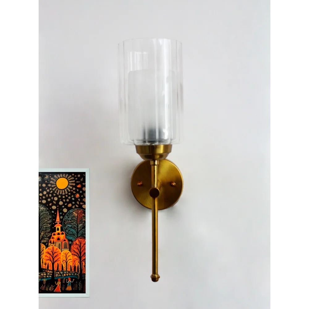Modern Brass Wall Sconce Glass Shade Light Fixture | SKE-140010_2_MBWSGSLF