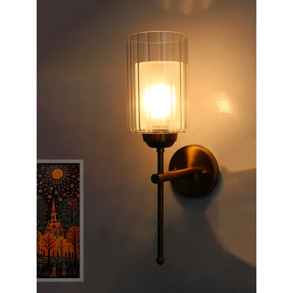 Modern Brass Wall Sconce Glass Shade Light Fixture | SKE-140010_2_MBWSGSLF