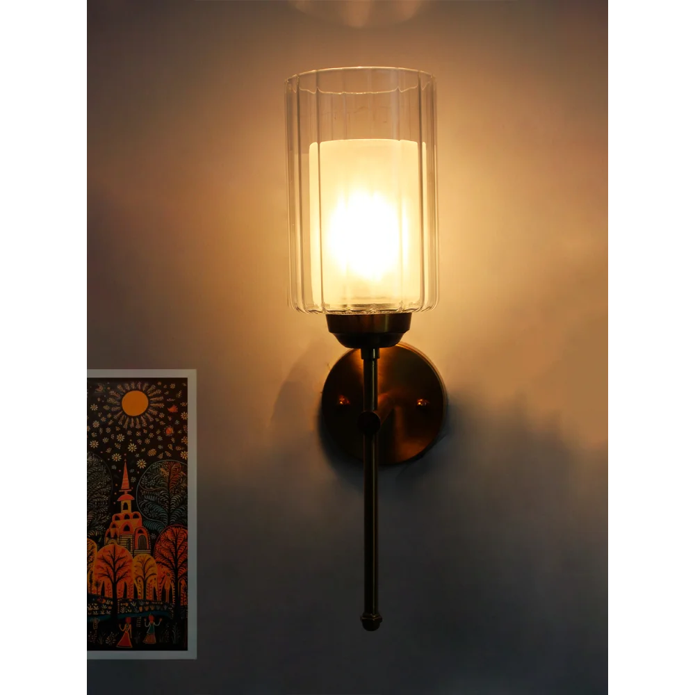 Modern Brass Wall Sconce Glass Shade Light Fixture | SKE-140010_2_MBWSGSLF