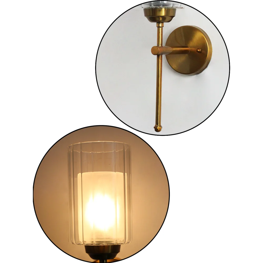 Modern Brass Wall Sconce Glass Shade Light Fixture | SKE-140010_2_MBWSGSLF
