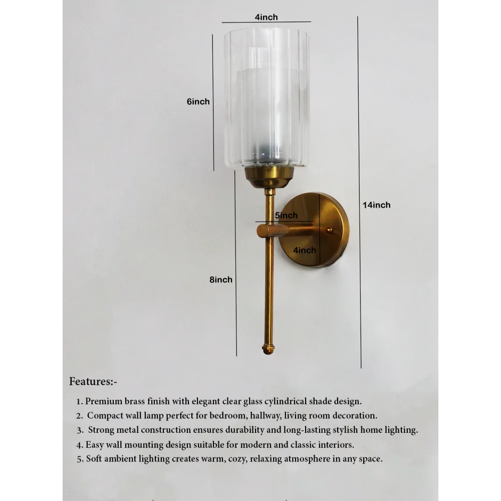 Modern Brass Wall Sconce Glass Shade Light Fixture | SKE-140010_2_MBWSGSLF