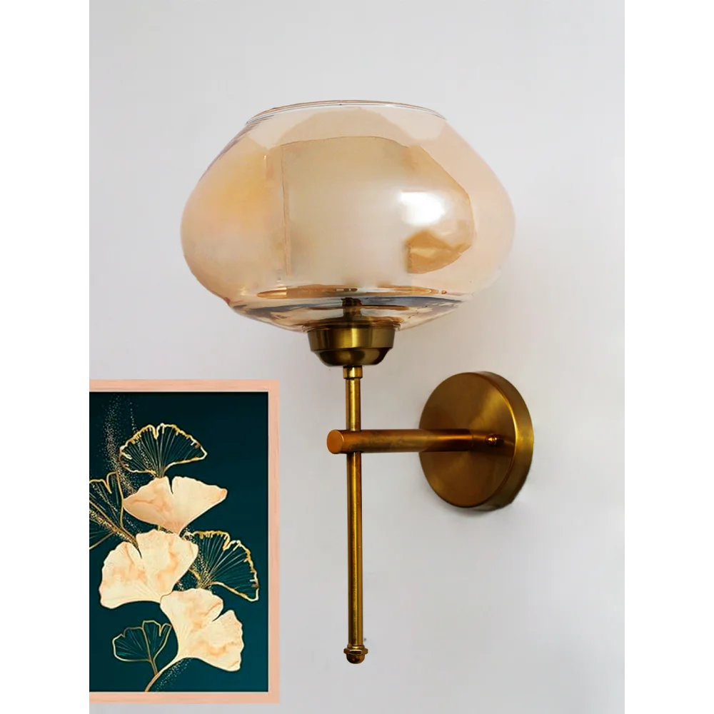 Small Kachori Glass Vintage Globe Wall Sconce Brass Light | SKE-140010_2_SKAG