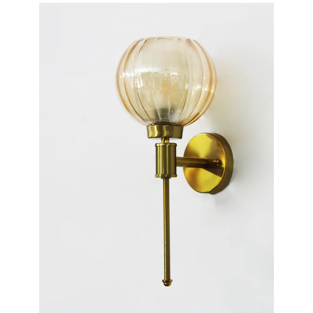 Decorative Brass Wall Light with Amber Glass | SKE-140010_DBAGWL