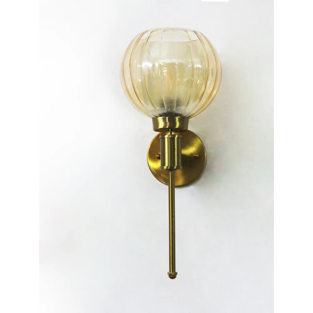 Decorative Brass Wall Light with Amber Glass | SKE-140010_DBAGWL