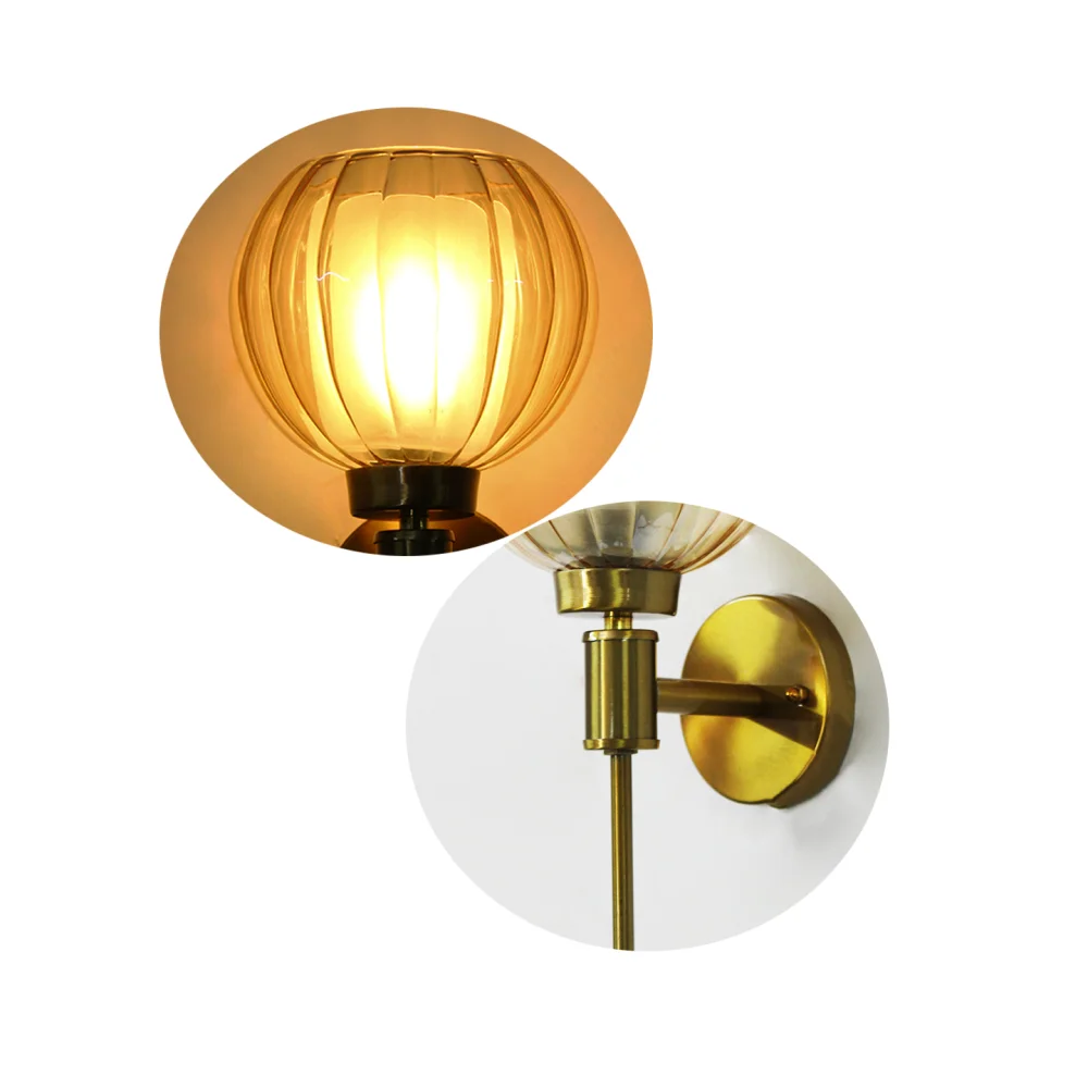 Decorative Brass Wall Light with Amber Glass | SKE-140010_DBAGWL