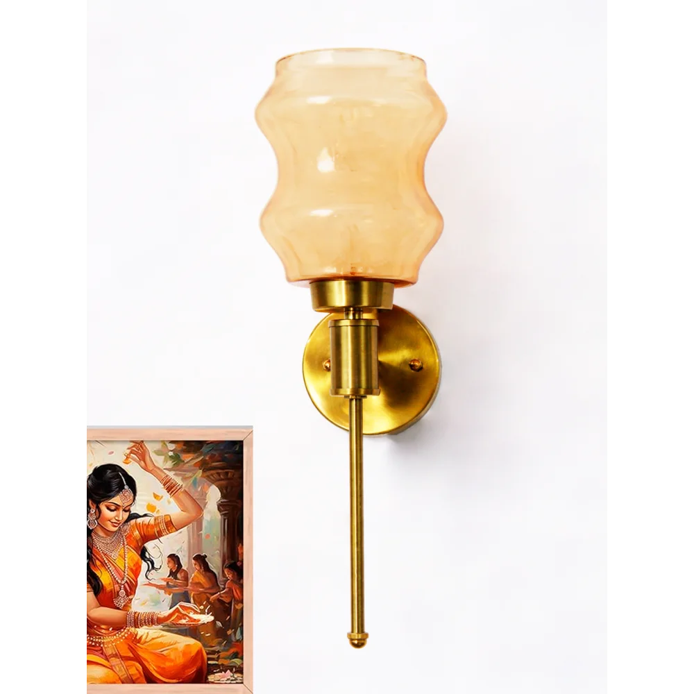Damru Glass Designer Wall Lamp Amber Glass | SKE-140010_DGDWL