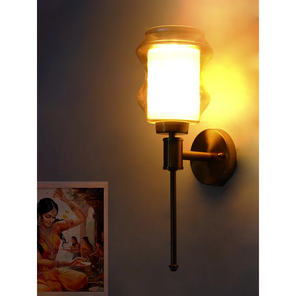 Damru Glass Designer Wall Lamp Amber Glass | SKE-140010_DGDWL