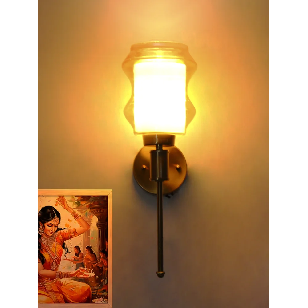 Damru Glass Designer Wall Lamp Amber Glass | SKE-140010_DGDWL
