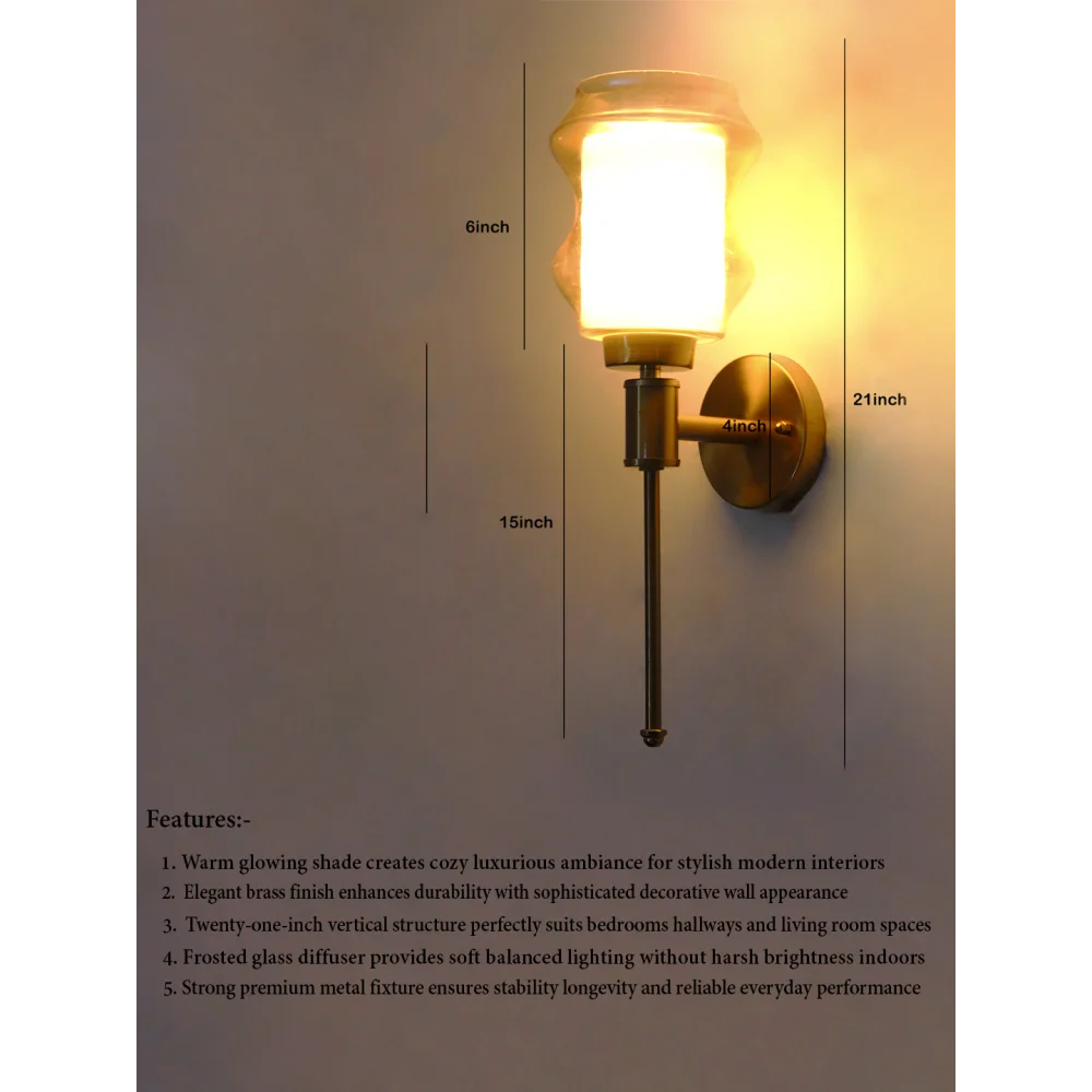 Damru Glass Designer Wall Lamp Amber Glass | SKE-140010_DGDWL