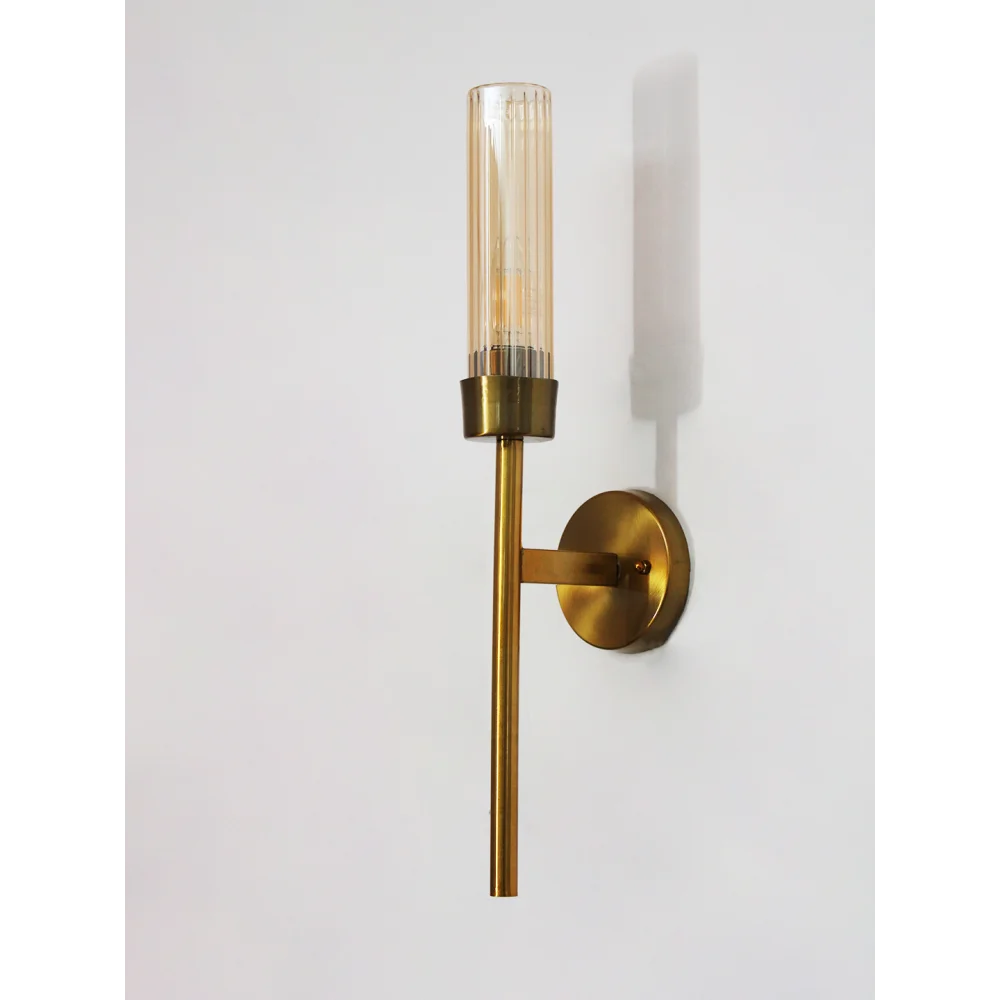 Amber Glass Slim Linear Wall Lamp Brass | SKE-140016_AGSTWL