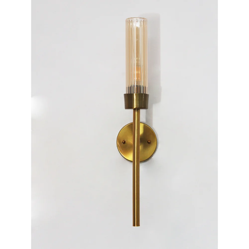 Amber Glass Slim Linear Wall Lamp Brass | SKE-140016_AGSTWL