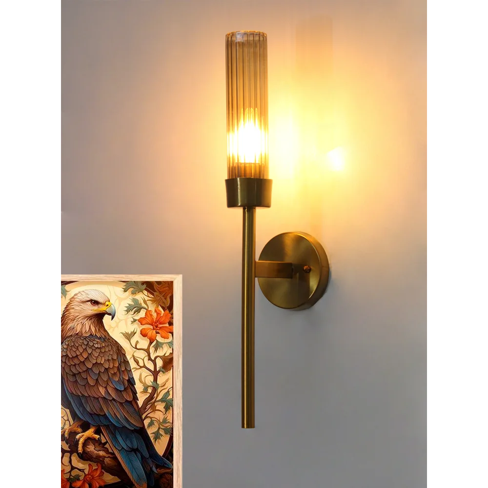 Amber Glass Slim Linear Wall Lamp Brass | SKE-140016_AGSTWL