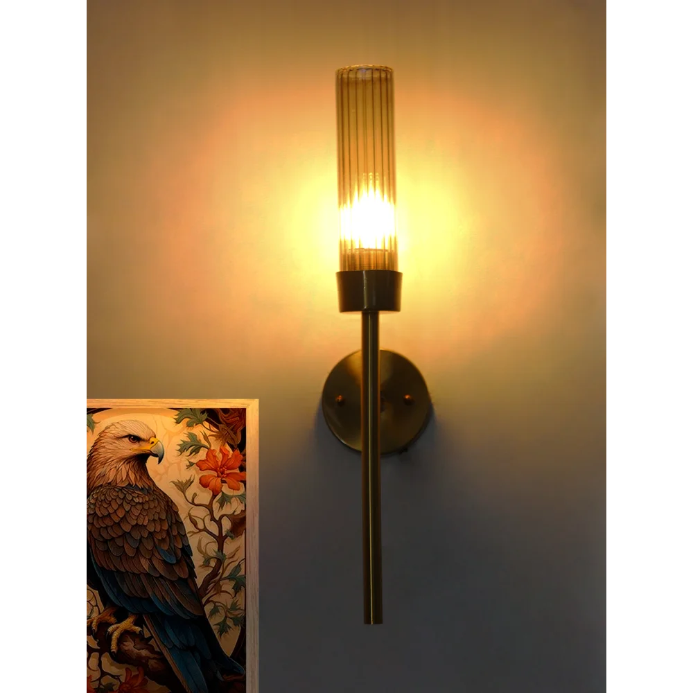 Amber Glass Slim Linear Wall Lamp Brass | SKE-140016_AGSTWL