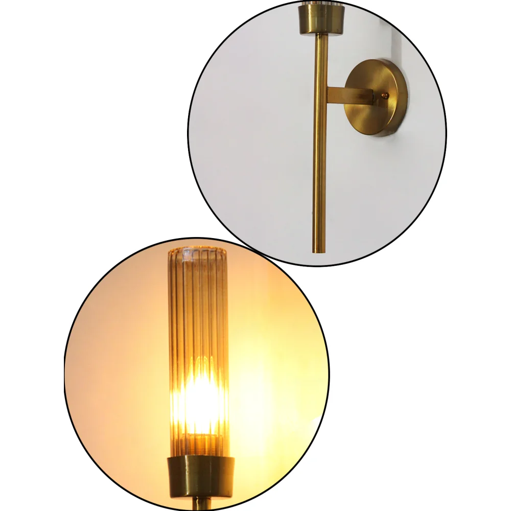 Amber Glass Slim Linear Wall Lamp Brass | SKE-140016_AGSTWL