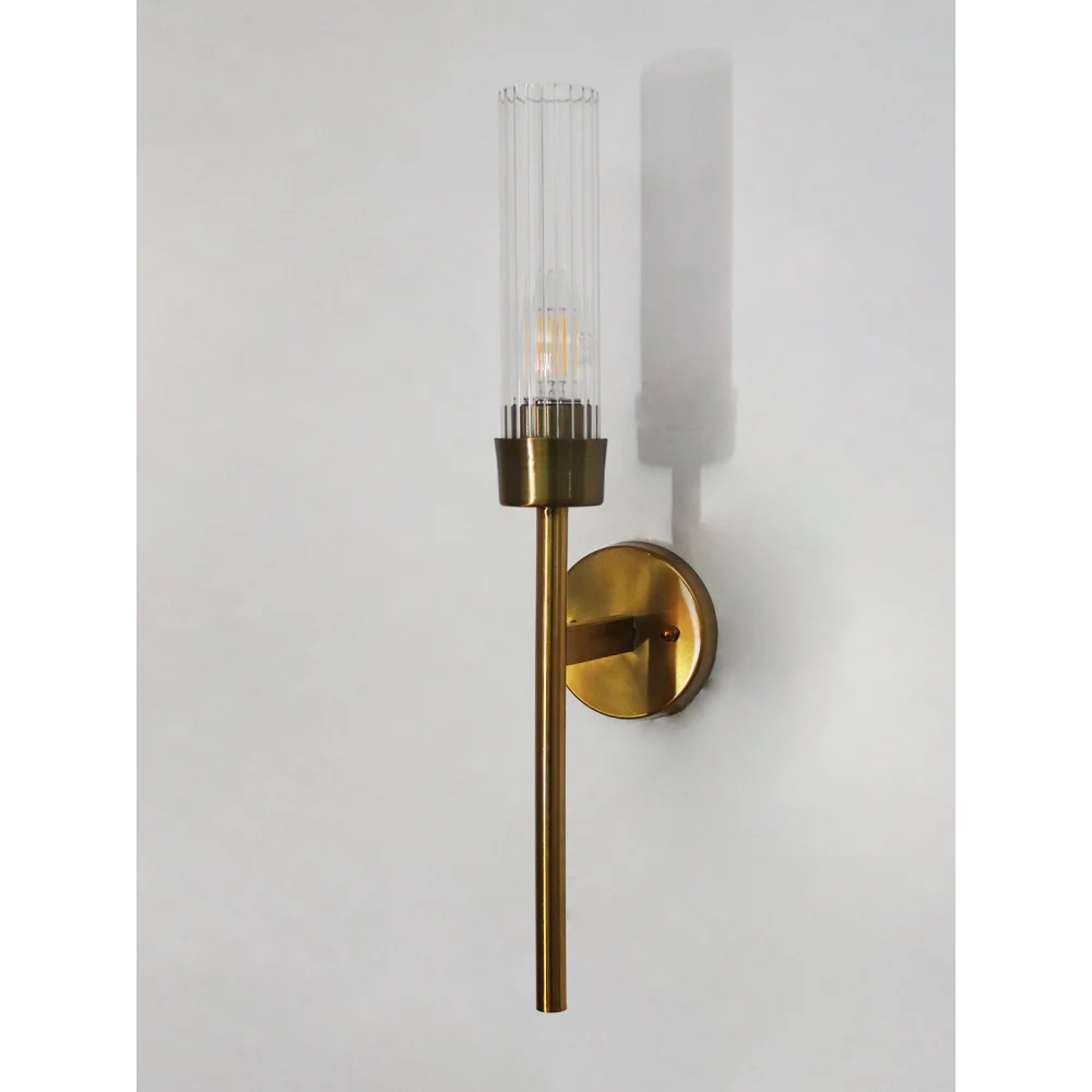 Clear Glass Slim Linear Wall Lamp Brass | SKE-140016_CGSTWL