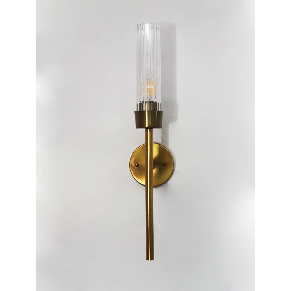 Clear Glass Slim Linear Wall Lamp Brass | SKE-140016_CGSTWL