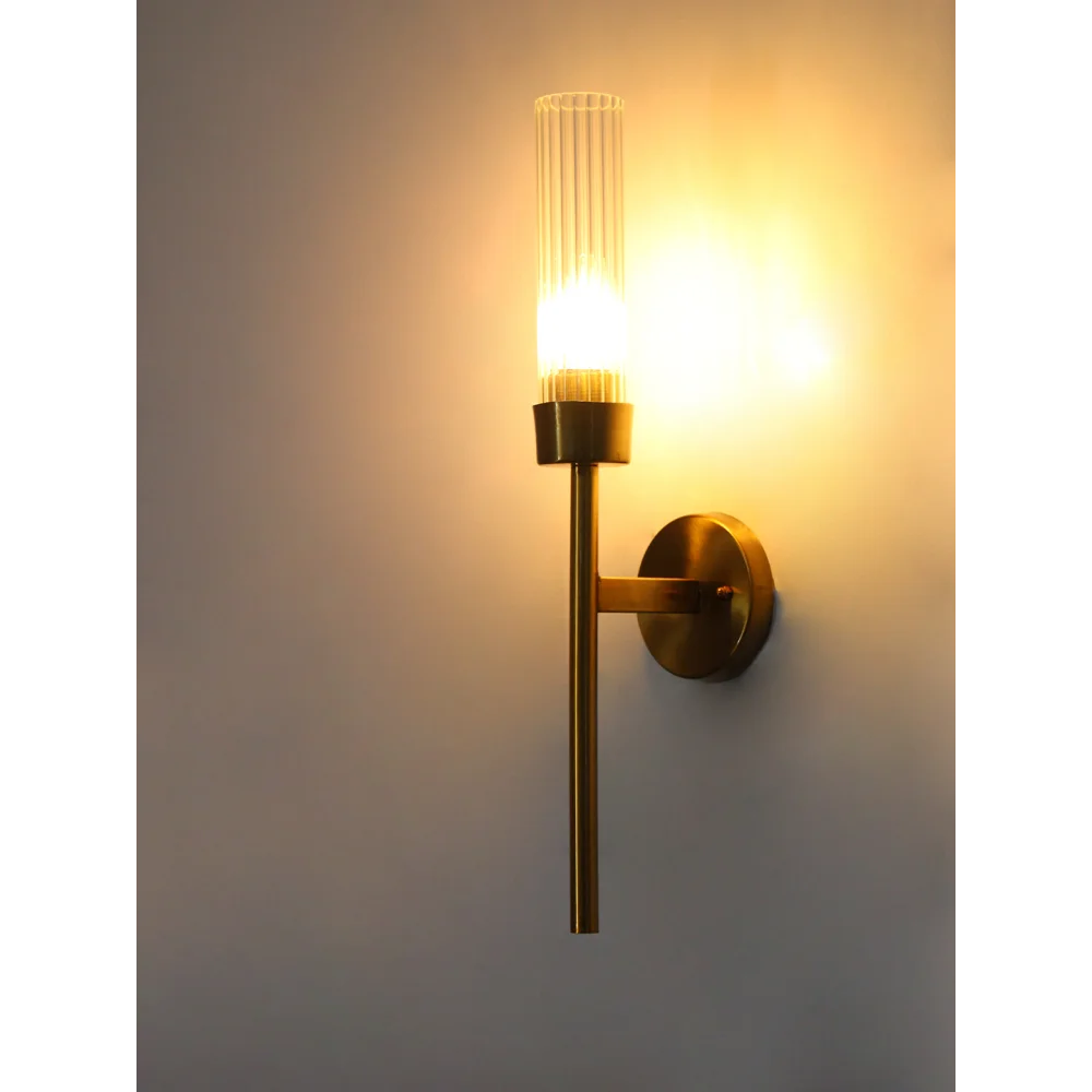 Clear Glass Slim Linear Wall Lamp Brass | SKE-140016_CGSTWL