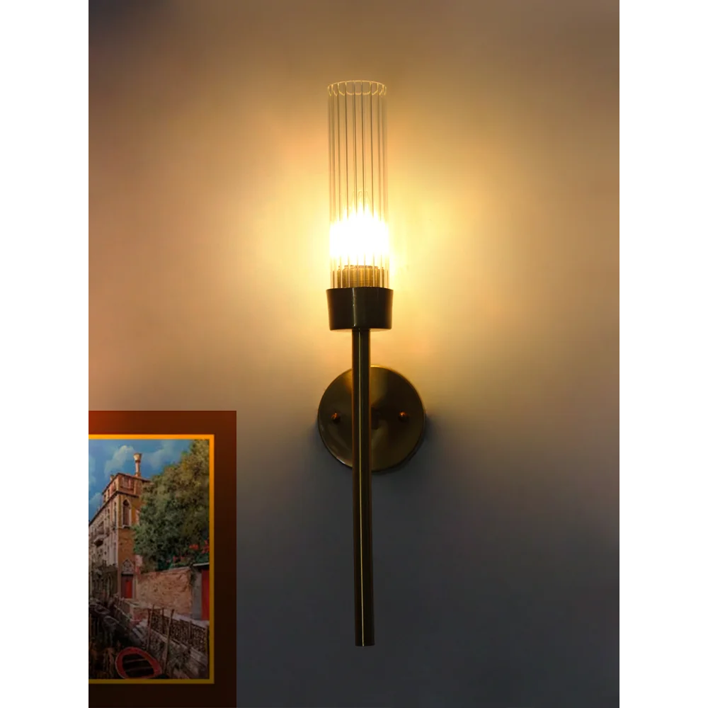 Clear Glass Slim Linear Wall Lamp Brass | SKE-140016_CGSTWL