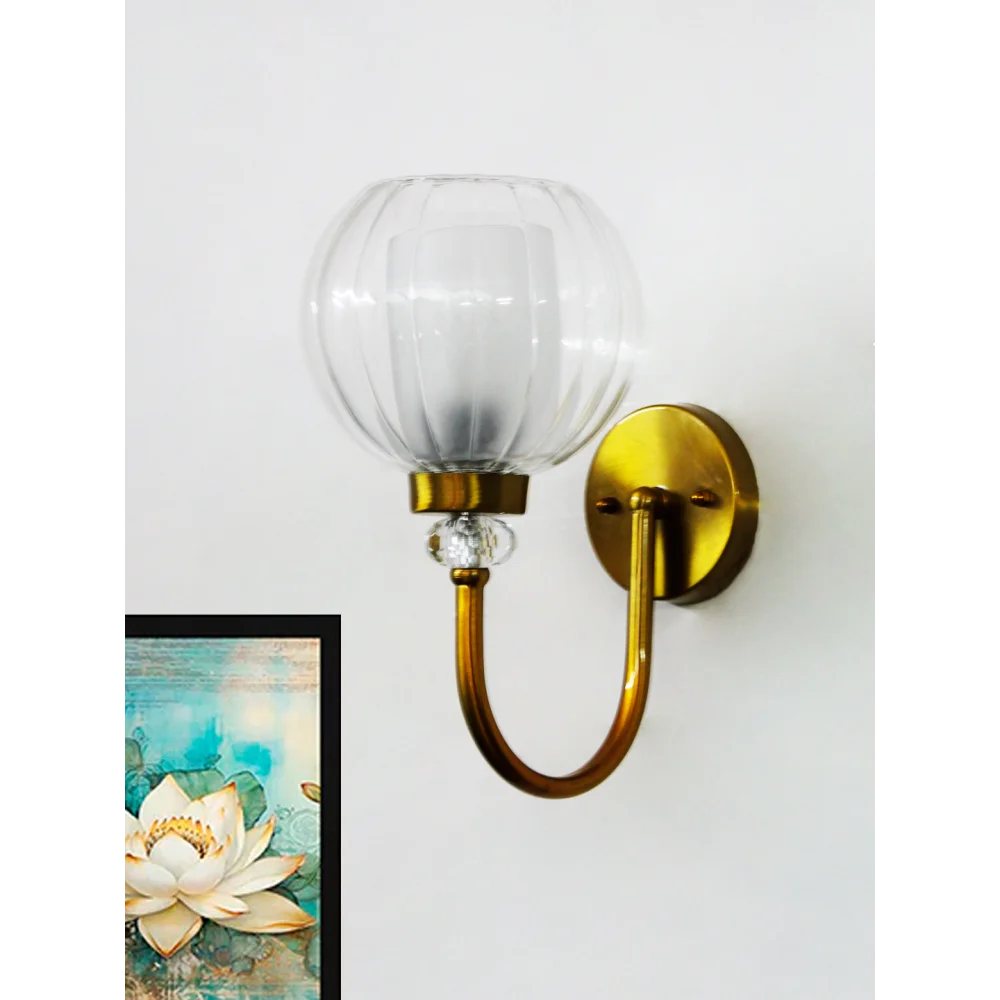 Decorative Brass Wall Light with Clear Glass Globe | SKE-140043_CGS