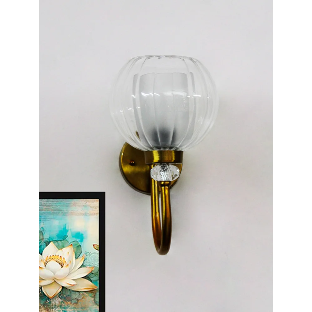 Decorative Brass Wall Light with Clear Glass Globe | SKE-140043_CGS