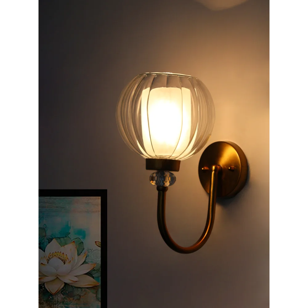 Decorative Brass Wall Light with Clear Glass Globe | SKE-140043_CGS