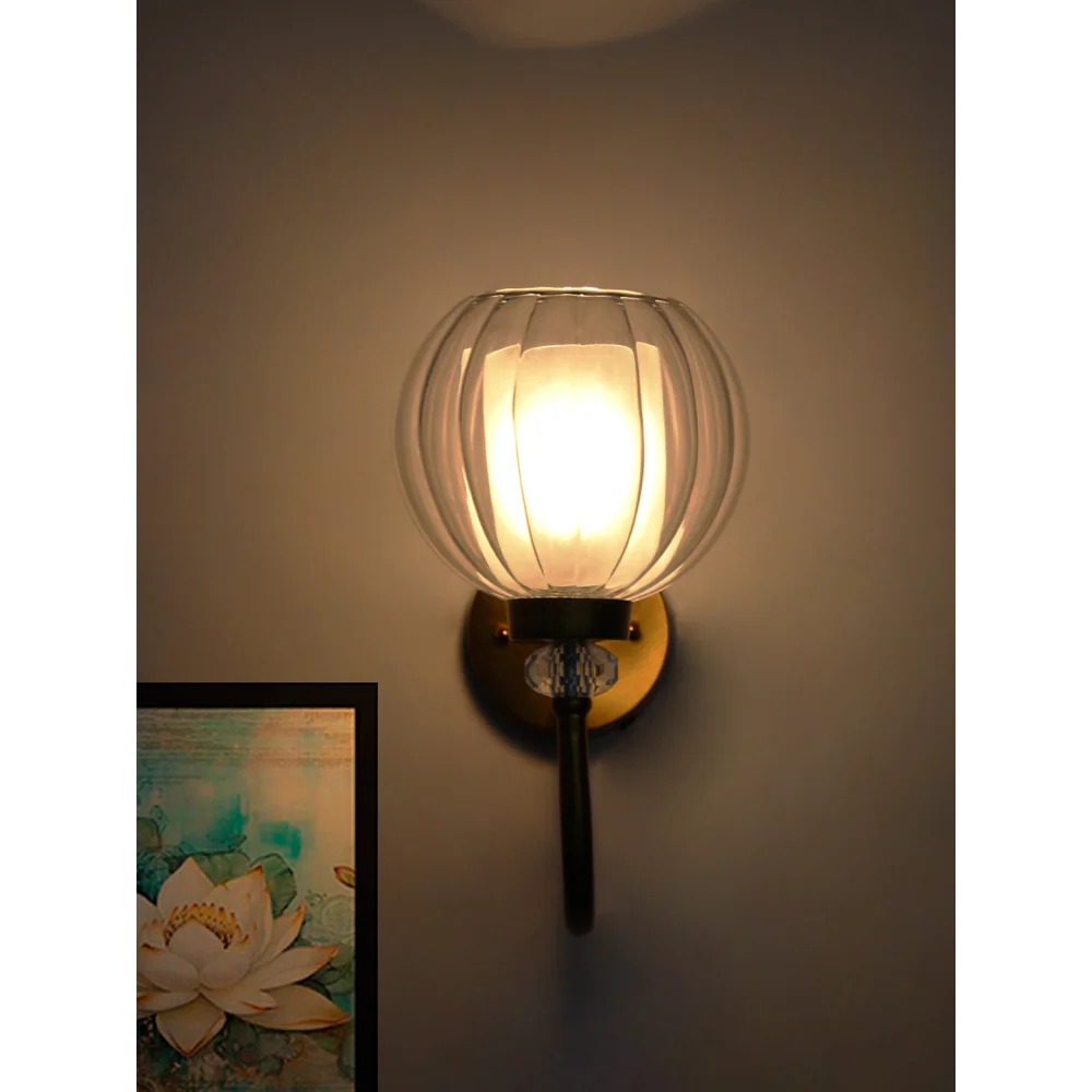 Decorative Brass Wall Light with Clear Glass Globe | SKE-140043_CGS