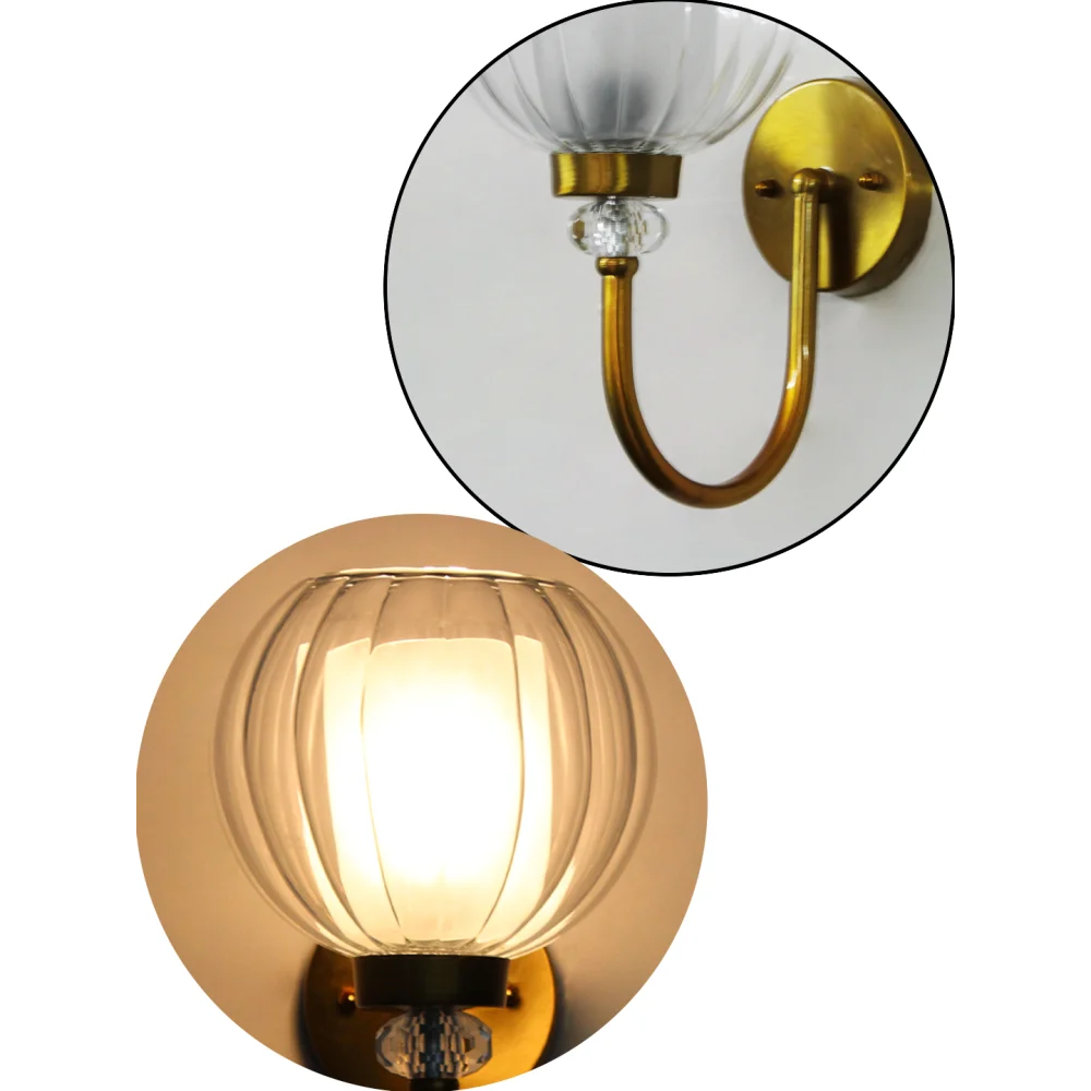 Decorative Brass Wall Light with Clear Glass Globe | SKE-140043_CGS