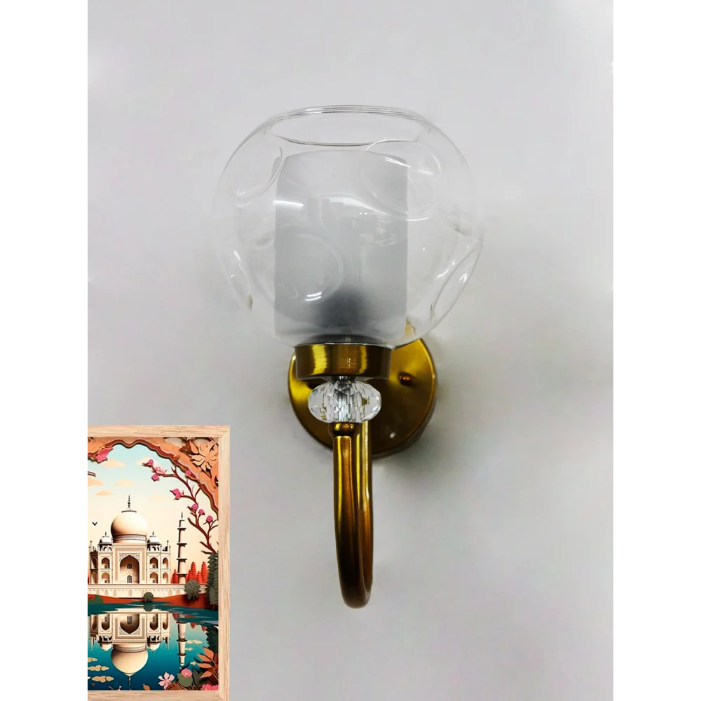 Contemporary Brass Sconce with Textured Glass Shade | SKE-140043_TGS