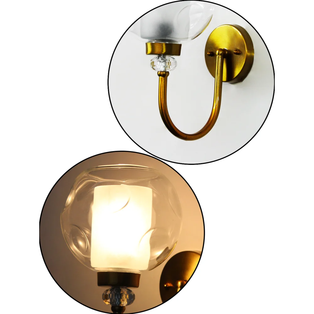 Contemporary Brass Sconce with Textured Glass Shade | SKE-140043_TGS