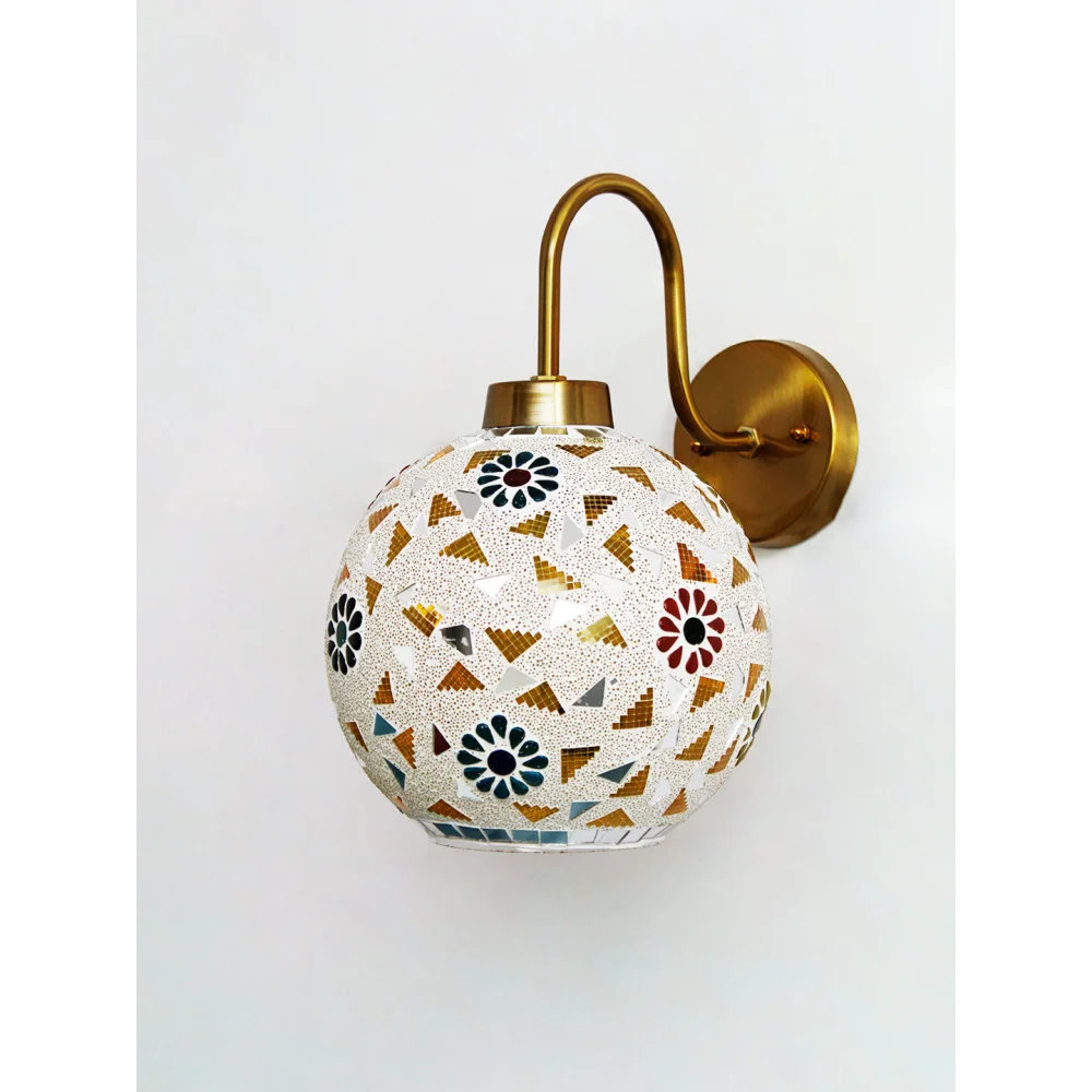 Boho Brass Wall Light Mosaic Glass Shade Fixture | SKE-140063_BGWLMGSF