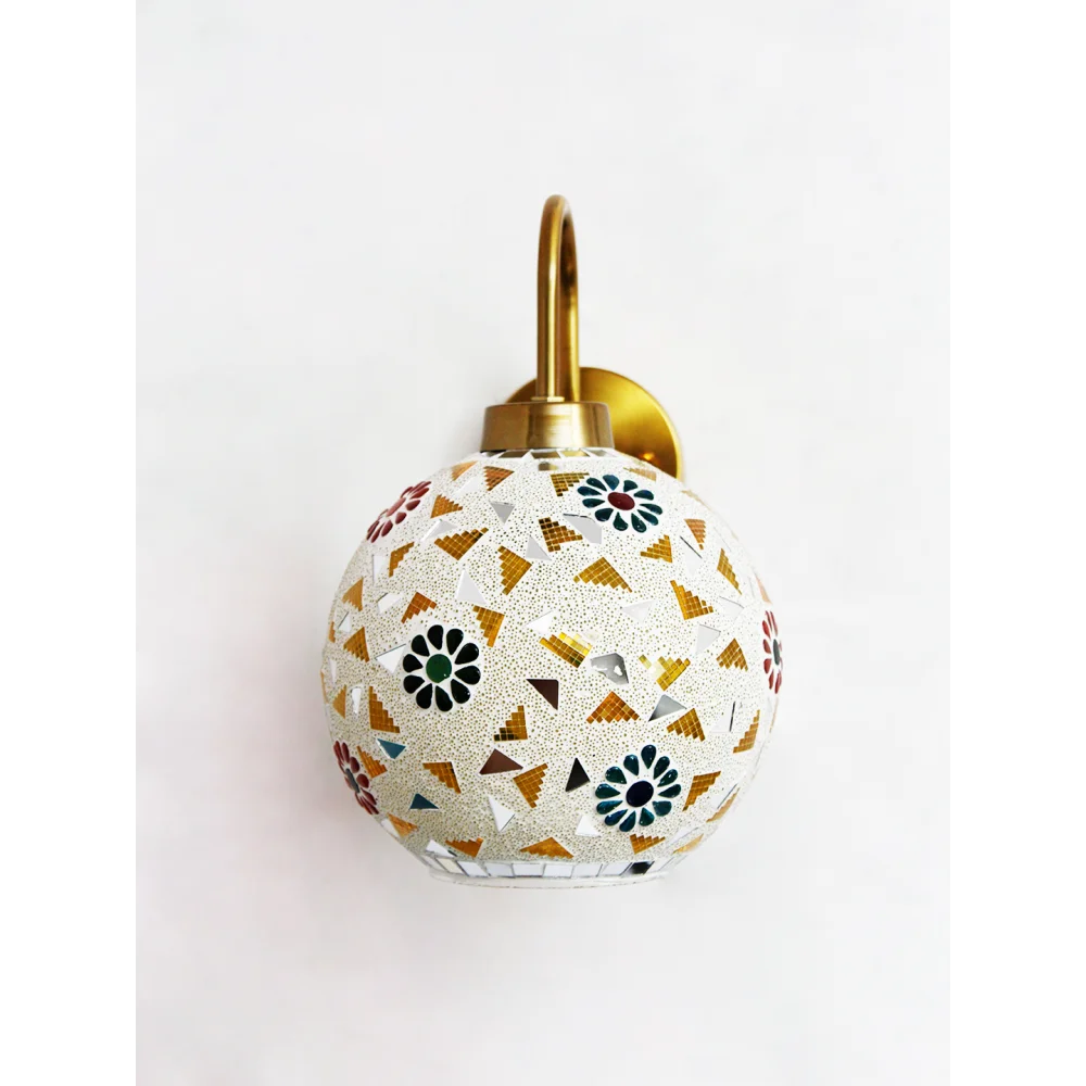 Boho Brass Wall Light Mosaic Glass Shade Fixture | SKE-140063_BGWLMGSF