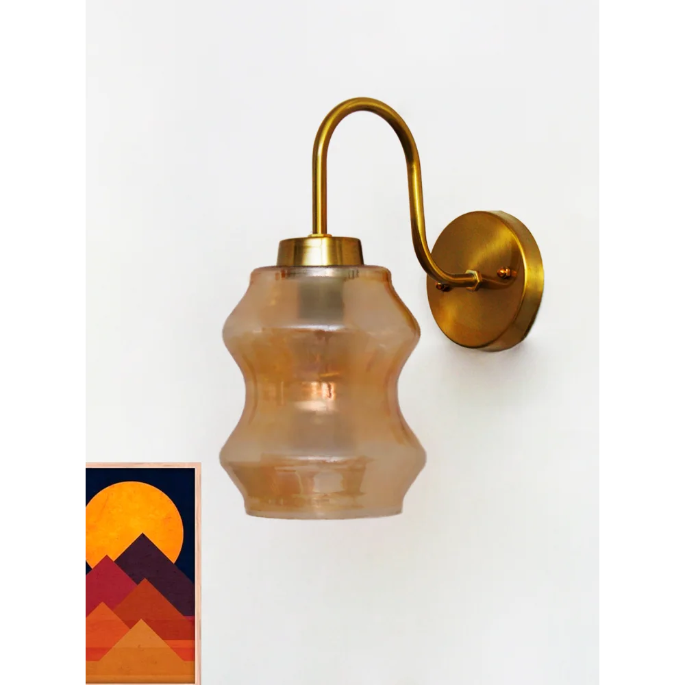 Damru Glass Vintage Brass Wall Sconce Light | SKE-140063_DG