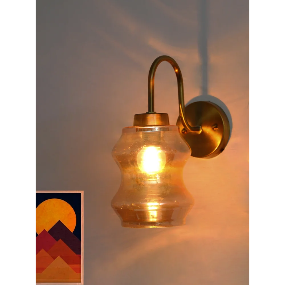Damru Glass Vintage Brass Wall Sconce Light | SKE-140063_DG