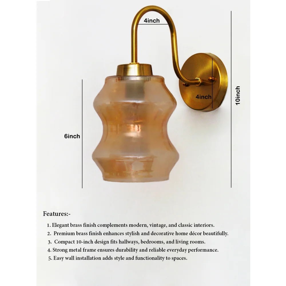 Damru Glass Vintage Brass Wall Sconce Light | SKE-140063_DG