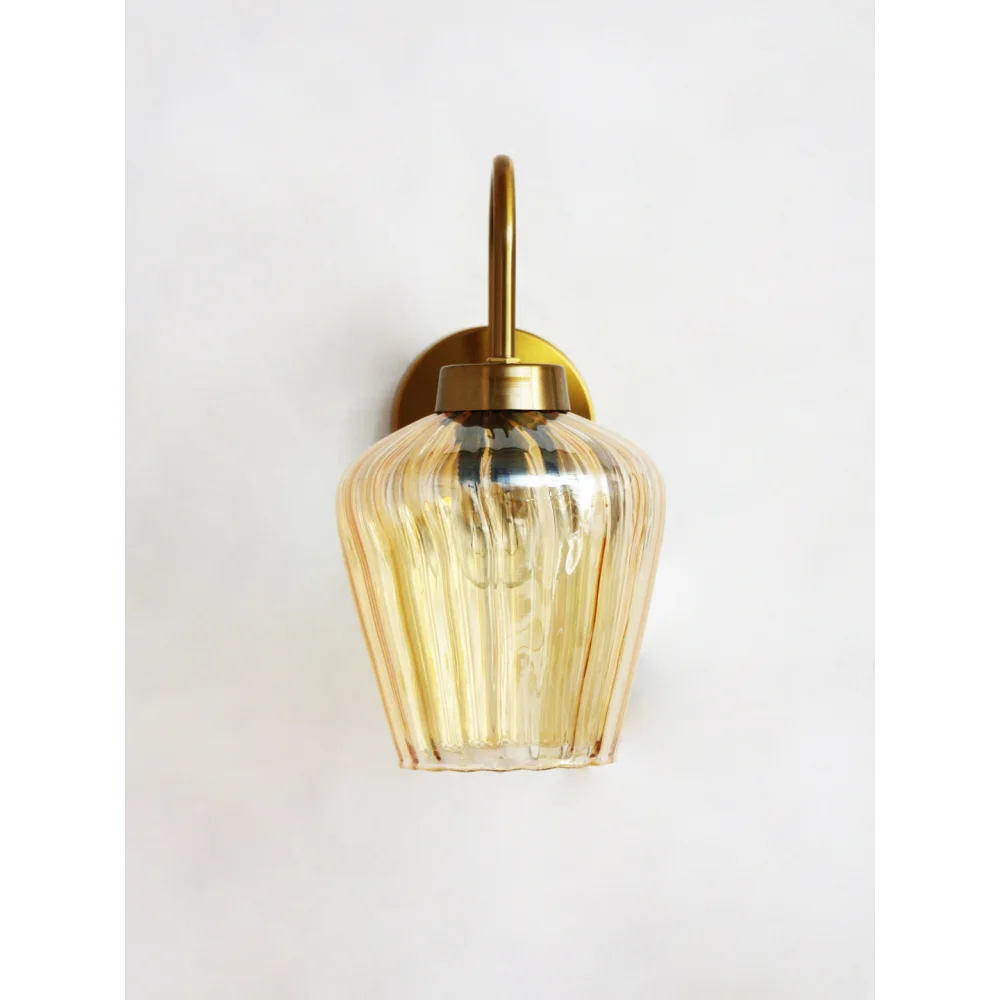 Fluted Gold Down Tulip Shape Brass Wall Light with E27 Holder | SKE-140063_FGDTSG-WL